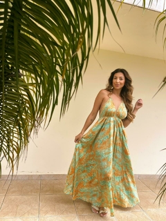 Vestido longo Cierra verde e amarelo - comprar online
