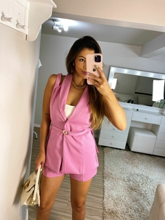 Conjunto alfaiataria risca de giz rosa - comprar online