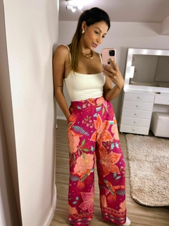 Calça pantalona Floral - comprar online