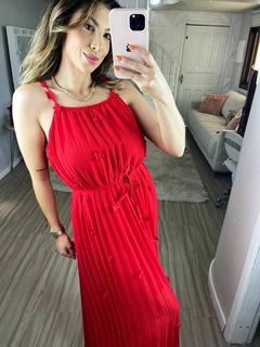 Vestido Aurora plissado vermelho - comprar online