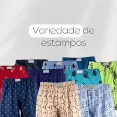 Kit Com 5 Cuecas Samba Canção Short de Dormir Masculino Pijama Estampado 100% Algodão - loja online