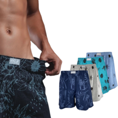 Cueca Samba Canção Estampada Kit Com 10 Shorts de Dormir Pijama Masculino 100% Algodão