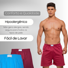 Kit Com 4 Cuecas Samba Canção 100% Algodão Short de Dormir Masculino Cores Solidas