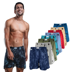 Kit Com 5 Cuecas Samba Canção Short de Dormir Masculino Pijama Estampado 100% Algodão - loja online