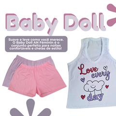 Pijama Baby Doll Feminino Algodão Com Short Doll- Estampas Sortidas - comprar online