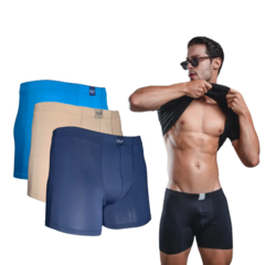 Kit Com 3 Cuecas Boxer Masculina Adulto Box Cores Sortidas