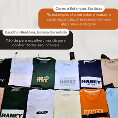 Kit Com 2 Camisas Masculina Gola Careca 100% Algodão Estampas Sortidas