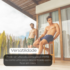 Kit Com 5 Cuecas Samba Canção 100% Algodão Short de Dormir Masculino Cores Solidas - loja online