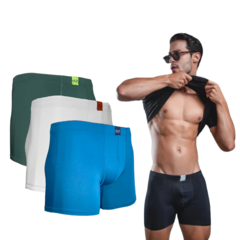 Kit Com 3 Cuecas Boxer Masculina Adulto Box Cores Sortidas - loja online