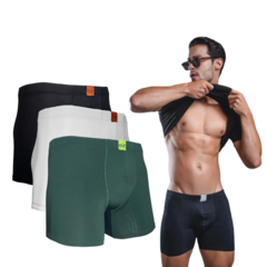 Kit Com 3 Cuecas Boxer Masculina Adulto Box Cores Sortidas