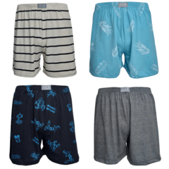 Imagem do Cueca Samba Canção Estampada Kit Com 10 Shorts de Dormir Pijama Masculino 100% Algodão