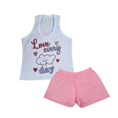 Pijama Baby Doll Feminino Algodão Com Short Doll- Estampas Sortidas - loja online