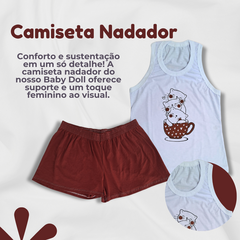 Pijama Baby Doll Feminino Algodão Com Short Doll- Estampas Sortidas na internet