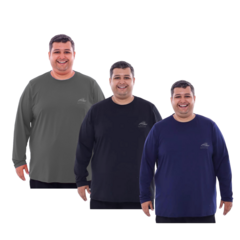 Imagem do Kit Com 3 Camisas Proteção Solar UV 50+ Plus Size Segunda Pele Malha Fria