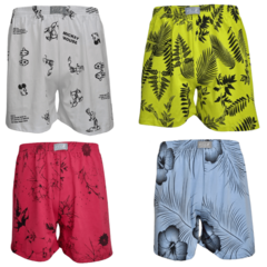 Cueca Samba Canção Estampada Kit Com 10 Shorts de Dormir Pijama Masculino 100% Algodão - F4 Store