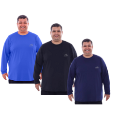 Kit Com 3 Camisas Proteção Solar UV 50+ Plus Size Segunda Pele Malha Fria