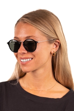 Ray Ban Round Fleck Negro/Verde - tienda online