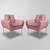 Kit 02 Poltronas Luxo Moderna 12 Cores - Base Ferro Rose