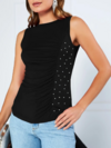 Blusa Sem Manga Com Pedraria Lateral