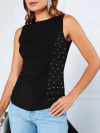 Blusa Sem Manga Com Pedraria Lateral