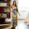 Vestido Longo Fresquinho Estampado Floral Alcinha Fendas