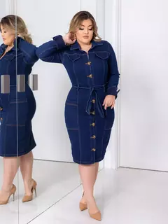 Sobretudo Vestido 2 Em 1 Manga Longa Jeans - loja online