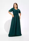 Vestido Longo Bella Verde Esmeralda - Manga Flare