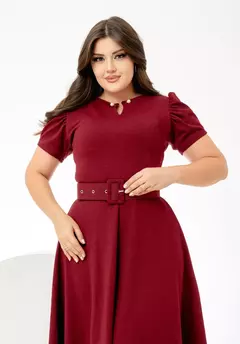 Vestido Pérola Bordo - Acompanha Cinto - loja online