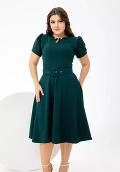 Vestido Pérola Verde Esmeralda - Acompanha Cinto - Veste Pronto