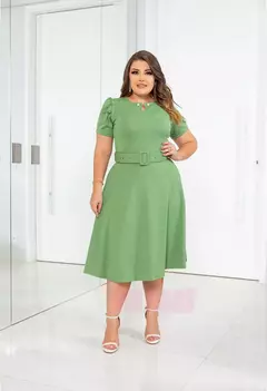 Vestido Pérola Verde Abacate - Acompanha Cinto na internet