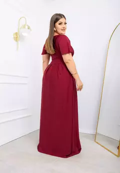 Vestido Longo Bella Bordo - Manga Flare na internet