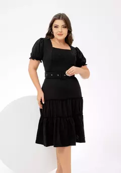 Vestido Cecília Preto - Acompanha Cinto - comprar online