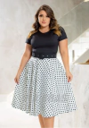 Vestido Midi Poá Branco - Acompanha Cinto