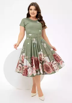 Vestido Midi Verde Musgo - Acompanha Cinto