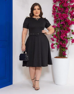 Vestido Pérola Preto - Acompanha Cinto