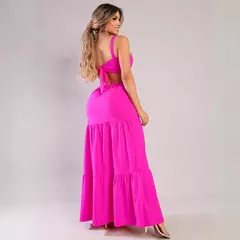 Vestido Longo Alça Fina Abertura Nas Costas - loja online