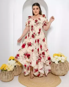 Vestido Longo Estampa Florida com Pontas Assimétricas