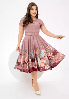 Vestido Midi Rose Florido - Acompanha Cinto