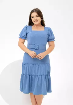 Vestido Cecília Azul Claro - Acompanha Cinto - comprar online