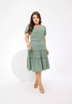 Vestido Cecília Verde - Acompanha Cinto - comprar online