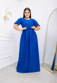 Vestido Longo Bella Azul Bic - Manga Flare - comprar online