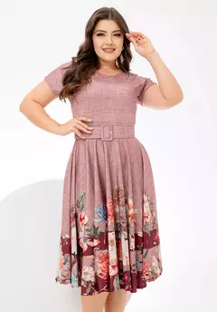 Vestido Midi Rose Florido - Acompanha Cinto - Veste Pronto