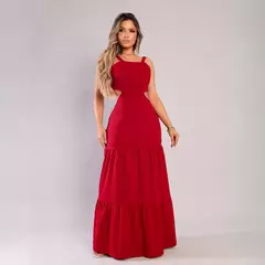 Vestido Longo Alça Fina Abertura Nas Costas