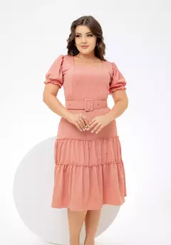 Vestido Cecília Rosa - Acompanha Cinto - comprar online