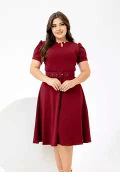 Vestido Pérola Bordo - Acompanha Cinto - comprar online