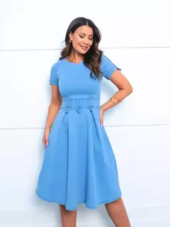 Vestido Midi Jeans com Passante na Cintura - comprar online