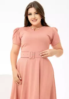 Vestido Pérola Rosa Claro - Acompanha Cinto