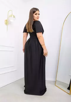 Vestido Longo Bella Preto - Manga Flare - Veste Pronto