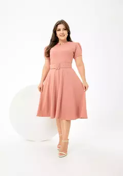 Vestido Pérola Rosa Claro - Acompanha Cinto