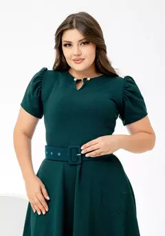 Vestido Pérola Verde Esmeralda - Acompanha Cinto - comprar online